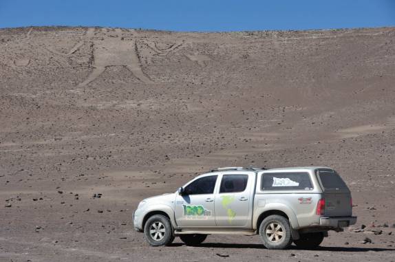 O famoso Gigante do Atacama, desenho com mais de 80 metros no deserto do Atacama, região de Iquique - Chile